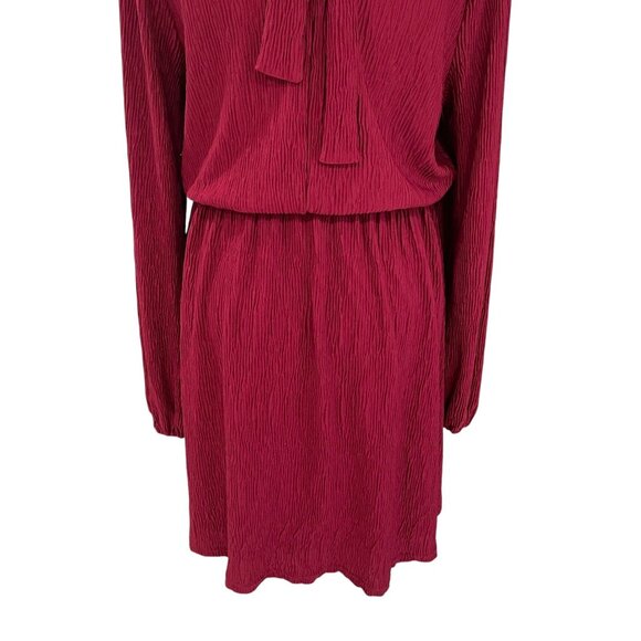 Floret Studios Burgundy Long Sleeve Mini Dress High Neck Bow Back Cottagecore - Picture 12 of 12